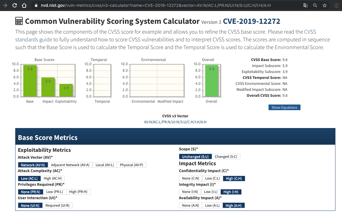 NVD 官方原版 CVSS-3.0 评分 - BaseScore: 9.8
